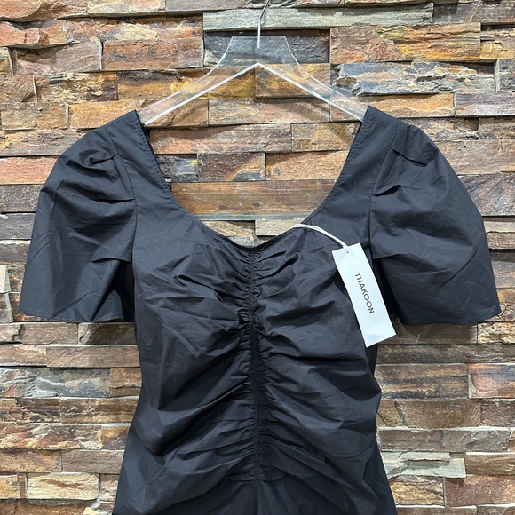 Thakoon Ruched Reversible Open Back Mini Black Dress NWT Size 6 - Picture 8 of 8